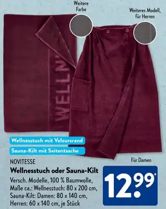 Aldi Süd NOVITESSE Wellnesstuch oder Sauna-Kilt Angebot