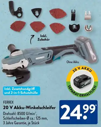Aldi Süd FERREX 20 V Akku-Winkelschleifer Angebot