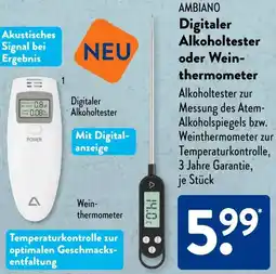 Aldi Süd AMBIANO Digitaler Alkoholtester oder Weinthermometer Angebot