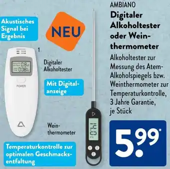 Aldi Süd AMBIANO Digitaler Alkoholtester oder Weinthermometer Angebot