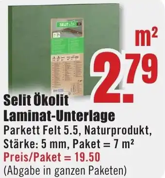 B1 Discount Baumarkt Selit Ökolit Laminat-Unterlage Angebot