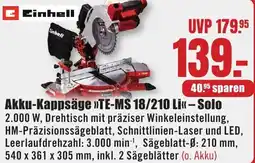 B1 Discount Baumarkt Einhell Akku-Kappsäge TE-MS 18/210 Li Solo Angebot