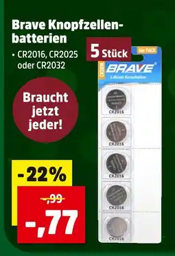 Thomas Philipps Brave knopfzellenbatterien cr2016 Angebot