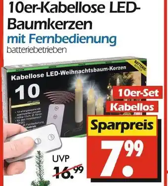 Wreesmann 10er-kabellose led-baumkerzen Angebot