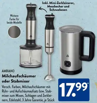Aldi Süd AMBIANO Milchaufschäumer oder Stabmixer Angebot