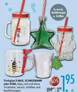 Trends Möbel Trinkglas x-mas, schneemann oder star Angebot