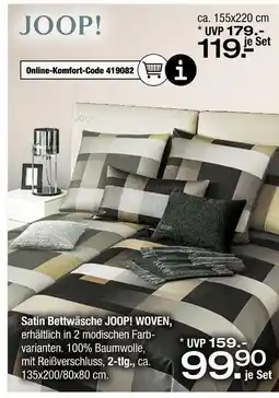 Ostermann Joop! satin bettwäsche woven 135x200/80x80 cm Angebot