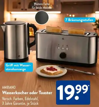 Aldi Süd AMBIANO Wasserkocher oder Toaster Angebot