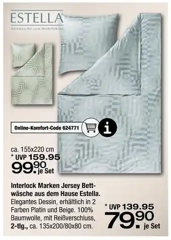 Ostermann Estella interlock marken jersey bettwäsche Angebot