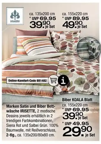 Ostermann Irisette marken satin und biber bettwäsche Angebot