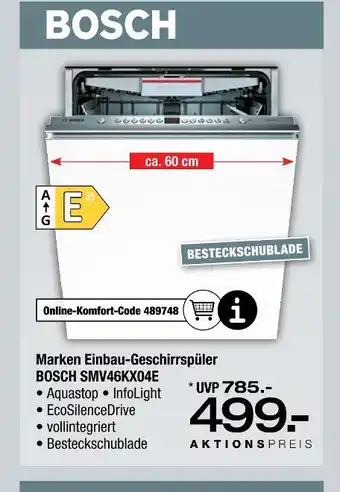Ostermann Bosch marken einbau-geschirrspüler smv46kx04e Angebot