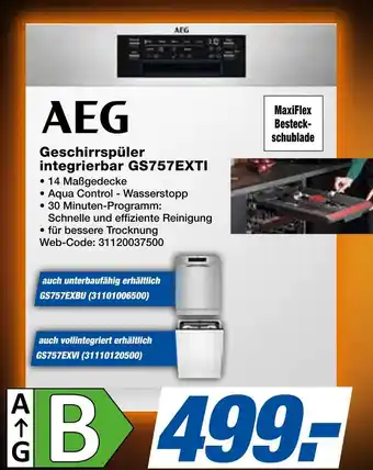 Expert Aeg geschirrspüler integrierbar gs757exti Angebot