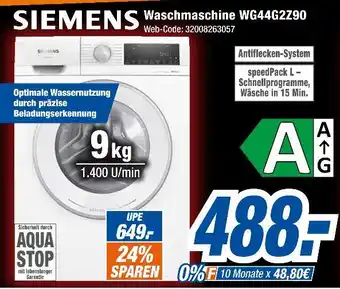 Expert Siemens waschmaschine wg44g2z90 Angebot