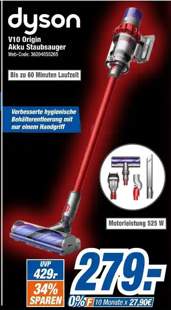 Expert Dyson v10 origin akku staubsauger Angebot