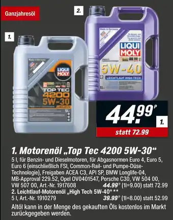 toom Baumarkt Liqui moly top tec 4200 5w-30 Angebot