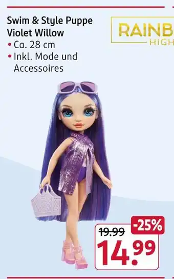 Rossmann Rainbow high swim & style puppe violet willow Angebot