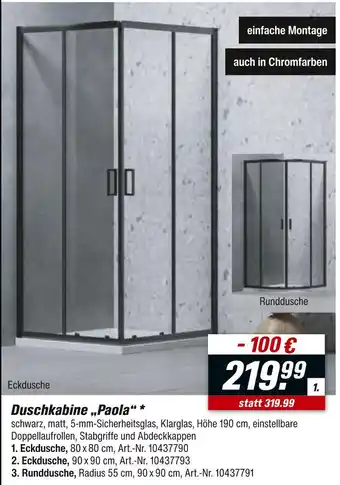 toom Baumarkt Eckdusche 80 x 80 cm Angebot