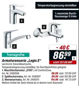 toom Baumarkt Hansgrohe waschtischarmatur e100 Angebot