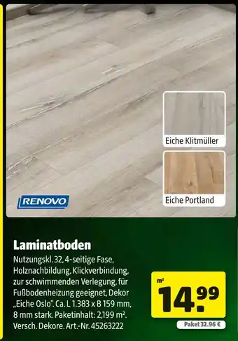 Hagebau Renovo laminatboden eiche oslo Angebot