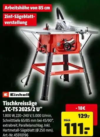 Hagebau Einhell tischkreissäge tc-ts 2025/2 u Angebot