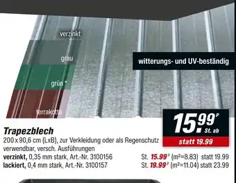toom Baumarkt Trapezblech verzinkt Angebot