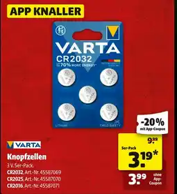 Hagebau Varta knopfzellen cr2032 Angebot