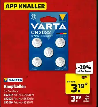 Hagebau Varta knopfzellen cr2032 Angebot