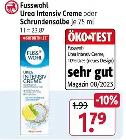 Rossmann Fusswohl urea intensiv creme oder schrundensalbe Angebot