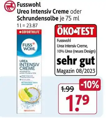 Rossmann Fusswohl urea intensiv creme oder schrundensalbe Angebot
