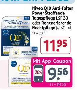 Rossmann Nivea q10 anti-falten power straffende tagespflege lsf 30 oder regenerierende nachtpflege Angebot