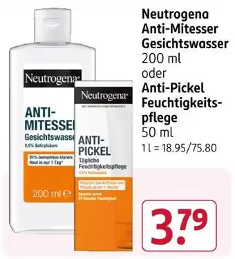 Rossmann Neutrogena anti-mitesser gesichtswasser oder anti-pickel feuchtigkeitspflege Angebot