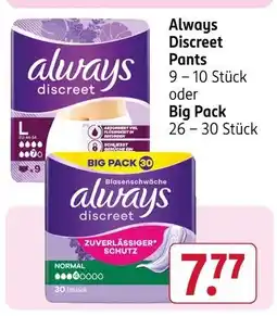Rossmann Always discreet pants oder big pack Angebot