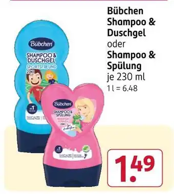 Rossmann Bübchen shampoo & duschgel oder shampoo & spülung Angebot