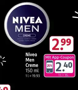 Rossmann Nivea men creme Angebot