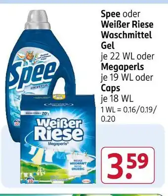 Rossmann Spee oder weißer riese waschmittel gel oder megaperls oder caps Angebot
