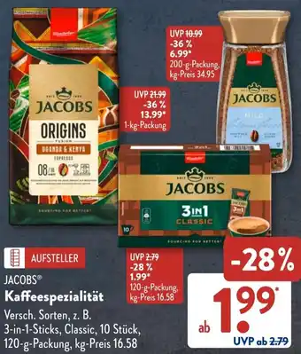 Aldi Süd JACOBS Kaffeespezialität Angebot