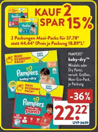 Aldi Süd PAMPERS baby-dry Angebot