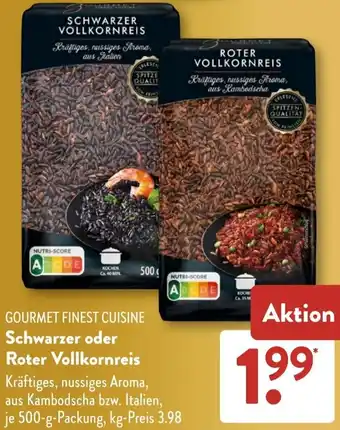 Aldi Süd GOURMET FINEST CUISINE Schwarzer oder Roter Vollkornreis Angebot
