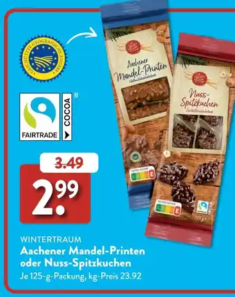 Aldi Süd WINTERTRAUM Aachener Mandel-Printen oder Nuss-Spitzkuchen Angebot