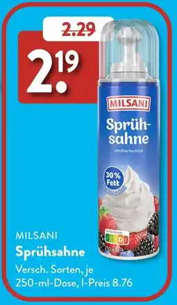 Aldi Süd MILSANI Sprühsahne Angebot