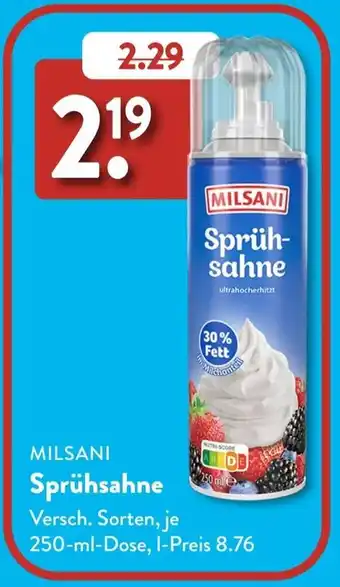 Aldi Süd MILSANI Sprühsahne Angebot
