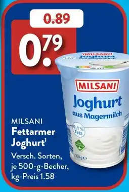 Aldi Süd MILSANI Fettarmer Joghurt Angebot