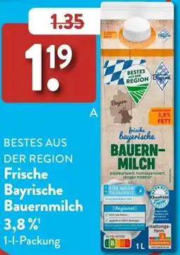 Aldi Süd BESTES AUS DER REGION Frische Bayrische Bauernmilch 3,8% Angebot