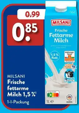 Aldi Süd MILSANI Frische fettarme Milch 1,5% Angebot