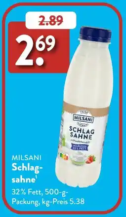 Aldi Süd MILSANI Schlagsahne Angebot