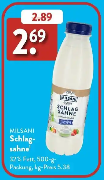 Aldi Süd MILSANI Schlagsahne Angebot
