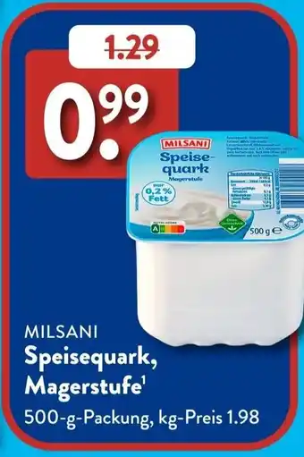 Aldi Süd MILSANI Speisequark, Magerstufe Angebot