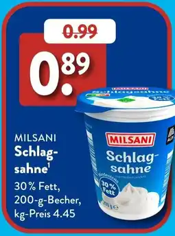 Aldi Süd MILSANI Schlagsahne Angebot