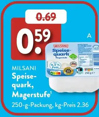 Aldi Süd MILSANI Speisequark, Magerstufe Angebot