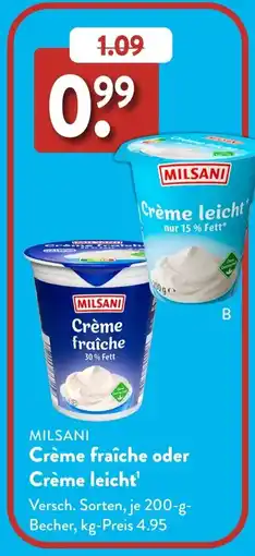 Aldi Süd MILSANI Crème fraîche oder Crème leicht Angebot